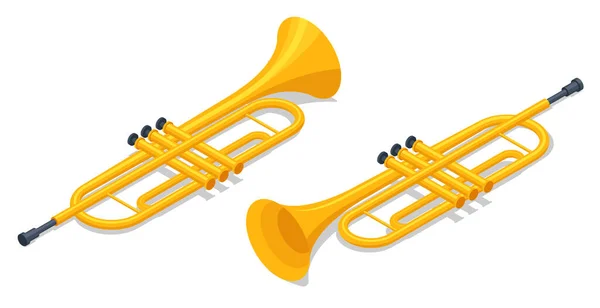 Tromba Isometrica Strumento Musicale Tromba Musica Orchestra — Vettoriale Stock