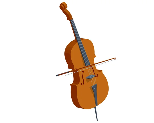 Violoncelle Isométrique Violoncelle Basse Viol Isolé Sur Wihte — Image vectorielle