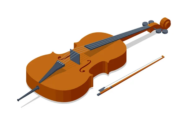 Isometrische Cello Violoncello Basviol Geïsoleerd — Stockvector