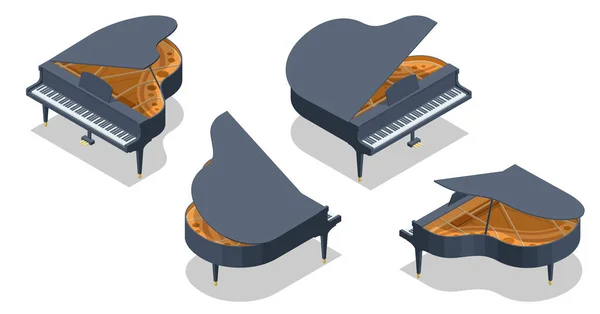 Instrumento Musical Isométrico Piano Cola Aislado Sobre Fondo Blanco Instrumento — Archivo Imágenes Vectoriales