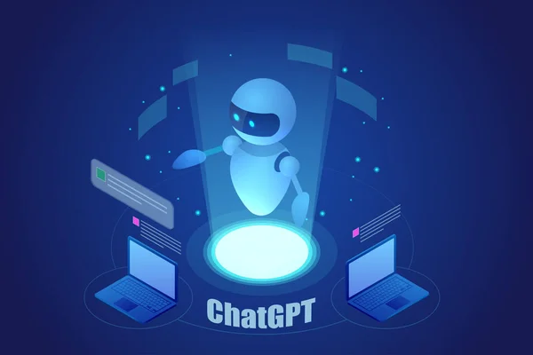 Izometrický Chatgpt Koncept Umělá Inteligence Chatbot Stroj Učení — Stockový vektor