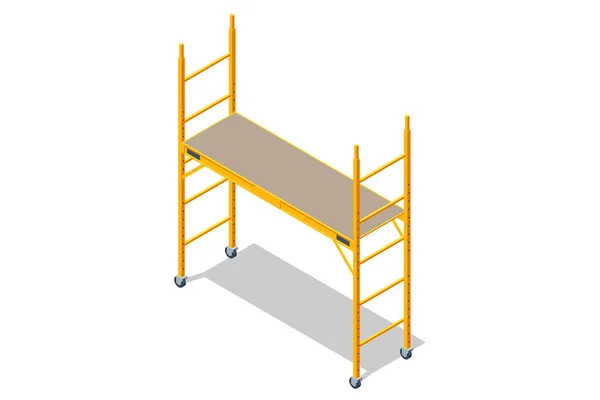 Isometric Scaffolding Frame Labor Risks Prevention Using Scaffolds Safely — Stock Vector