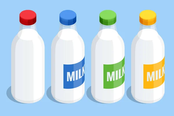 Изометрические Коробки Молоком Макет Молочной Упаковки Натуральный Молочный Продукт Концепция — стоковый вектор