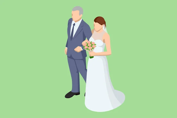 Casamento Isométrico Casamento Relações Familiares Cerimônia Casamento — Vetor de Stock