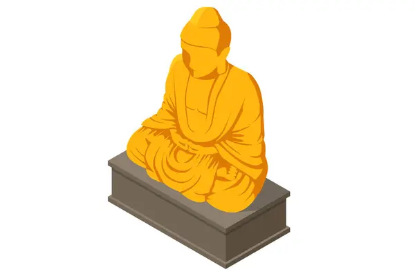 Estátua Isométrica Buda Dourado Isolada Buda Dourado Oficialmente Intitulado Phra — Vetor de Stock