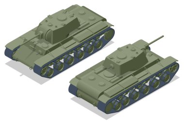 Isometric SSCB Tankı, Ağır tank KV-1. Zırhlı araç ön cephede çarpışmak için tasarlandı, ağır ateş gücüyle.