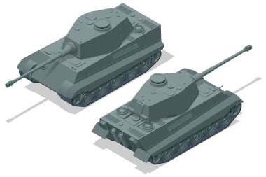 Isometric Almanya Tankı, Pz.Kpfw VI Ausf. B Kaplan II. Zırhlı araç ön cephede çarpışmak için tasarlandı, ağır ateş gücüyle..