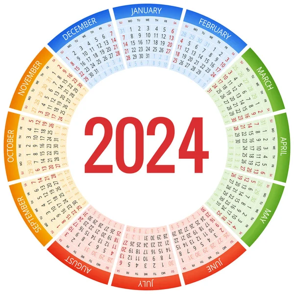 Colorful Calendar 2024 Calendar Portrait Orientation Set Months Planner