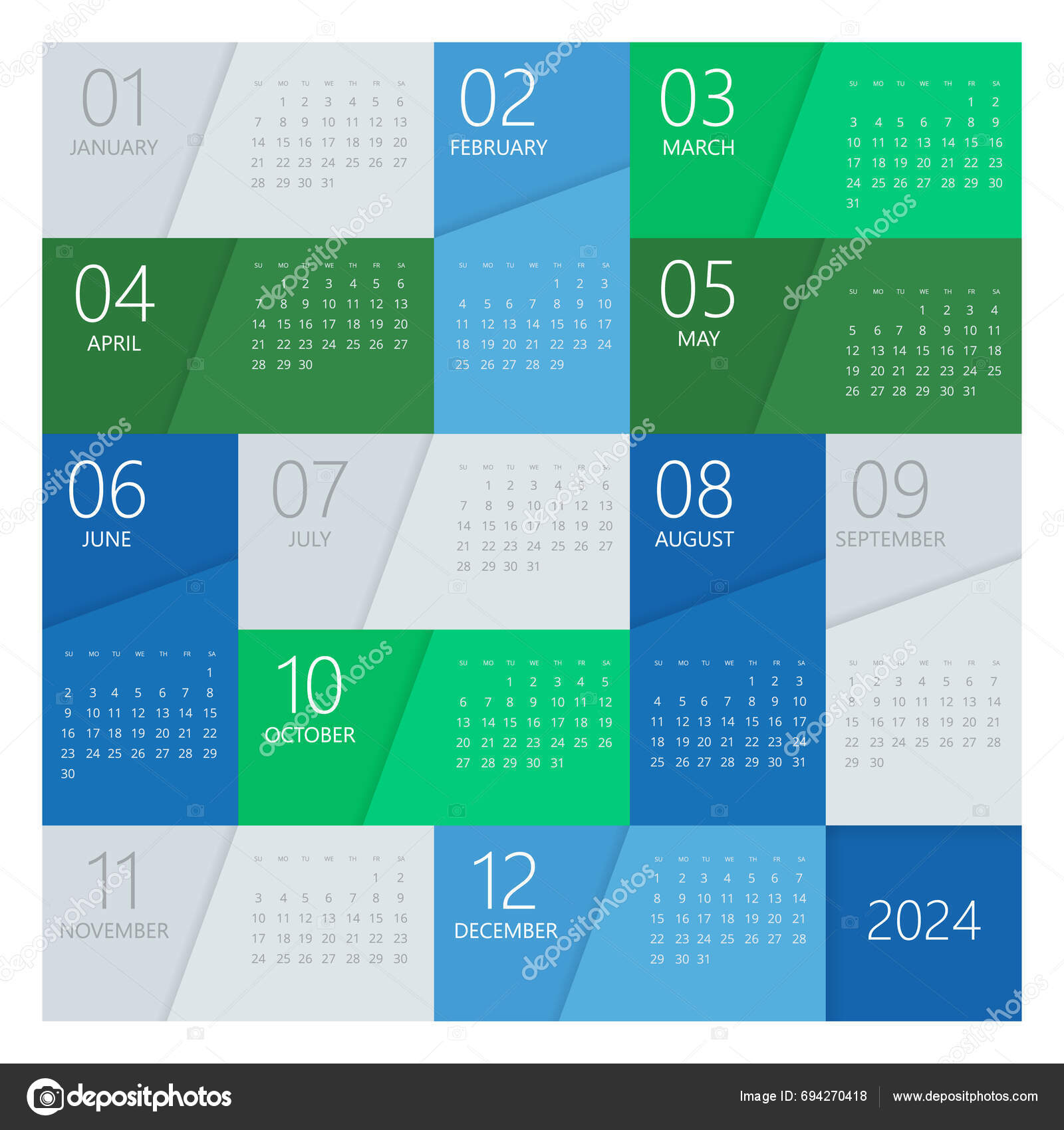 Calendar Planner 2024 Calendar Template 2024 Corporate Business