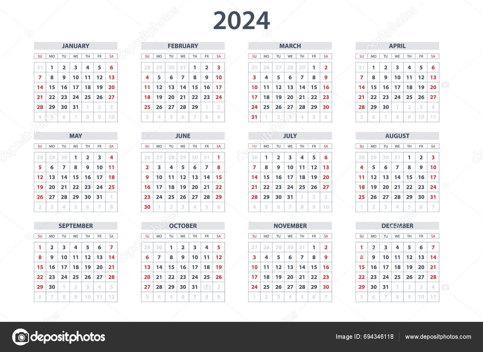 Calendar Planner 2024 Calendar Template 2024 Corporate Business