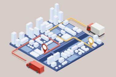 Isometric Lojistik ve Teslimat. Ücretsiz, Ekspres, Ev ya da Hızlı teslimat. Teslimat şirketi. Eve ve ofise teslimat. Şehir lojistiği