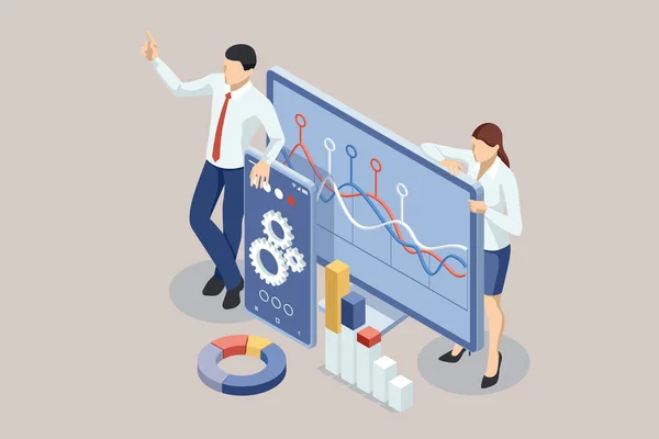 Spolupráce Obchodního Týmu Diskutující Pracovní Analýzy Finančními Daty Marketingovým Růstovým Stock Ilustrace