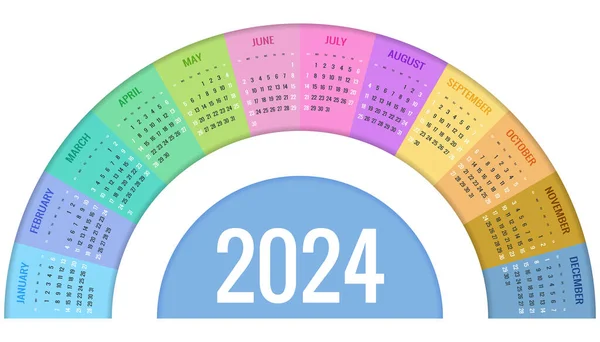 Viertelkalendervorlage Für Das Jahr 2024 Kalenderraster Minimalistischem Stil Woche Beginnt lizenzfreie Stockvektoren