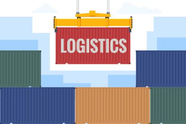 Gemi teslimatı, deniz lojistiği. Depo, kargo, kurye. Lojistik ithalatı ve ihracatı yapılan argo konteynerleri