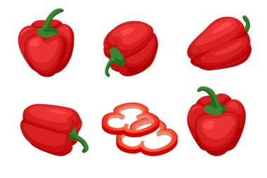 Isometric kırmızı dolma biber genellikle salatalarda kullanılan taze sebzelerdir. Çıtır çıtır ve hafif, tatlı bir tat katıyorlar. Kırmızı biber, aşçılıkta kullanılan canlı bir sebzedir.