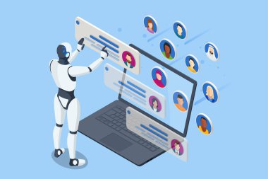 Bir izometrik robot çalışanları veya personel veri tabanlarını işleyip veri analiziyle ilgilenir. İnsan Kaynakları yöneticisi gibi davranarak, büyük veri kavrayışları için yapay zekayı koz olarak kullanıyor. Robot İK yöneticisi
