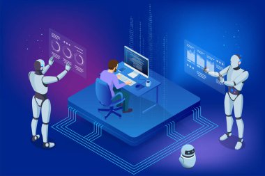 İleri düzey siber güvenlik önlemleri yoluyla bilgi gizliliği sağlayan Isometric yapay zeka güçlü robot. Güvenli çevrimiçi bankacılık sağlarken güvenlik ve veritabanlarının performansını artırır