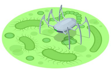 Isometric Nanorobotlar bağışıklık sistemine virüsleri ve bakterileri yok ederek, kandaki toksinleri temizleyerek yardım ediyorlar. Organizma tedavisi için gelecekteki nanorobotlar. Tıpta nanoteknoloji.