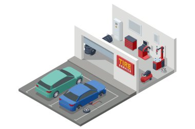 Lastik montajında tekerlek değiştiren adam.