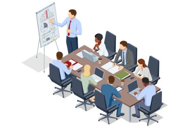 Strateji tartışması sırasında, insanların çizelge ve grafikleri analiz ettiği ilginç bir sahne. Business Profit Graphs and Analytics ile yazı tipi. Takım İş Stratejisi Tartışması