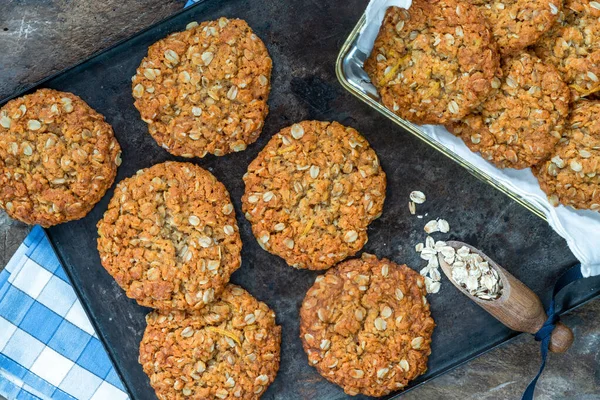 stock image Anzac biscuits - traditional sweet Australian oatmeal and coconut cookies