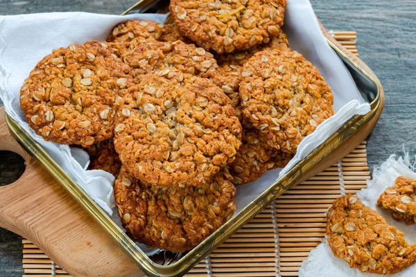 stock image Anzac biscuits - traditional sweet Australian oatmeal and coconut cookies