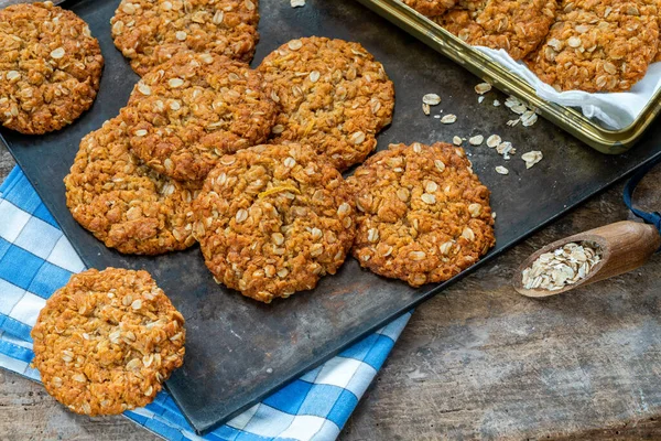 Stock image Anzac biscuits - traditional sweet Australian oatmeal and coconut cookies