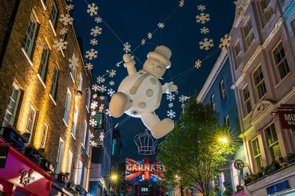 Londres Reino Unido Noviembre 2022 Las Decoraciones Navideñas Carnaby Street — Foto de Stock