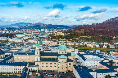 Avusturya salzburg eski kent havadan görünümü