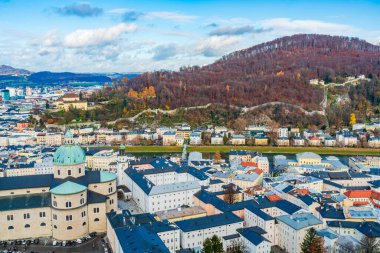 Avusturya salzburg eski kent havadan görünümü