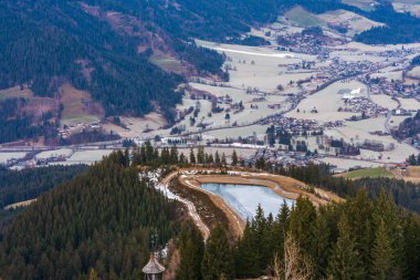 Aerial view of countryside surrounding Kitzbuhel in Austria