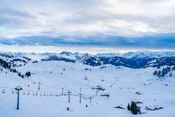 View Wintry Landscape Kitzbuhel Horn Mountain Austrian Alps Kitzbuhel Winter — Stock Photo, Image