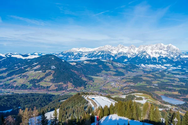 Vista Aérea Los Alpes Kitzbuhel Austria — Foto de Stock