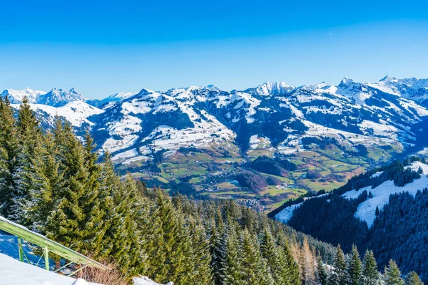 Aerial View Snow Covered Alps Kitzbuhel Winter Austria — Foto de Stock