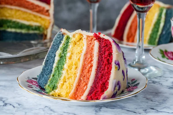 Multi layered rainbow cake - sweet afternoon dessert