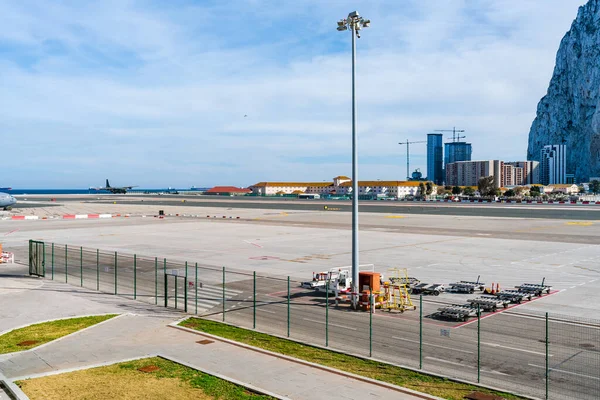 Gibraltar Велика Британія March 2023 Літак Приземляється Міжнародному Аеропорту Гібралтару — стокове фото