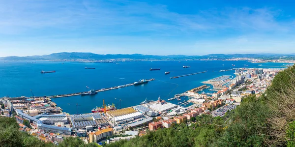 Панорама Над Гібралтаром Британською Заморською Територією Іспанією Через Гібралтарську Затоку — стокове фото