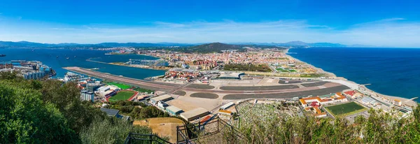 Vista Panorámica Gibraltar Territorio Británico Ultramar Ciudad Española Linea Concepción — Foto de Stock