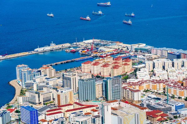 Вигляд Міста Гібралтар Гібралтарської Затоки Верхньої Скелі Велика Британія — стокове фото