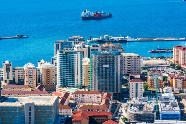 stock image View of Gibraltar town and Bay of Gibraltar from The Upper Rock. UK