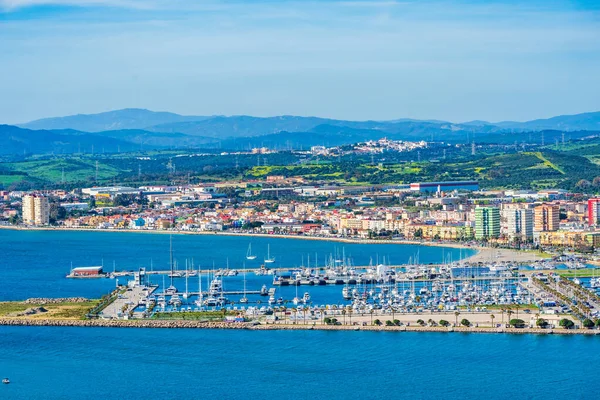 Pohled Španělské Město Linea Conception Přes Gibraltar Bay Upper Rock — Stock fotografie