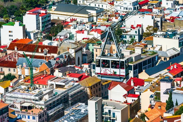Gibraltar Março 2023 Teleférico Leva Turistas Até Rocha Gibraltar Que — Fotografia de Stock