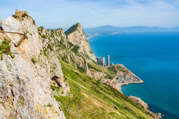 Pohled Skálu Gibraltaru Gibraltarský Záliv Upper Rock — Stock fotografie