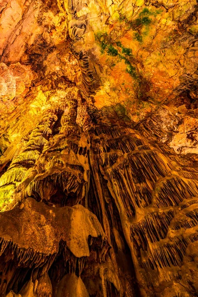 Illuminated Natural Underground Rock Formations Michaels Cave Gibraltar — Stock Photo, Image