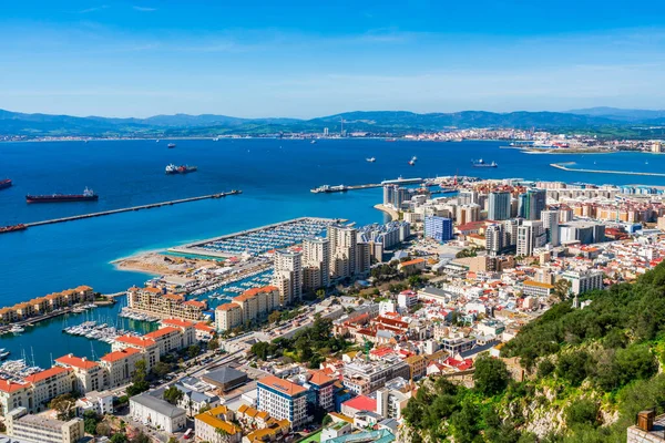 Вид Місто Гібралтар Британську Заморську Територію Іспанію Через Гібралтарську Затоку — стокове фото