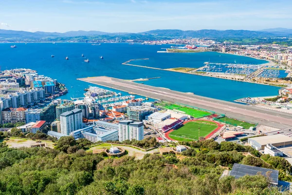 Вид Злітно Посадкову Смугу Аеропорту Гібралтару Іспанського Міста Ліня Концепція — стокове фото