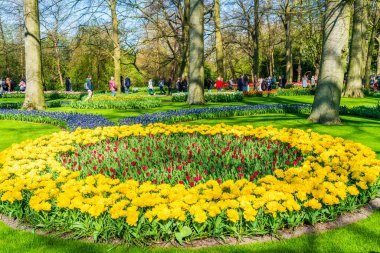 LISSE, HOLLLAND (19 Nisan 2023 - Keukenhof, ayrıca Avrupa Bahçesi olarak da bilinir), Lisse 'de bulunan dünyanın en büyük çiçek bahçelerinden biridir. Dünya çapında popüler bir turizm merkezi..