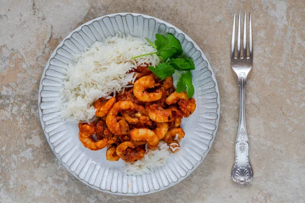 stock image Tamarind prawn curry with rice