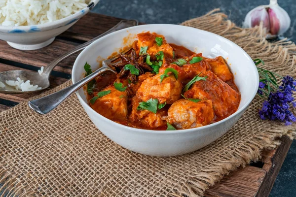 Curry Salmón Con Arroz Basmati —  Fotos de Stock