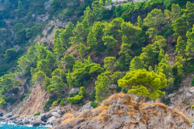 İtalya, Capri Adası 'nın engebeli manzarası